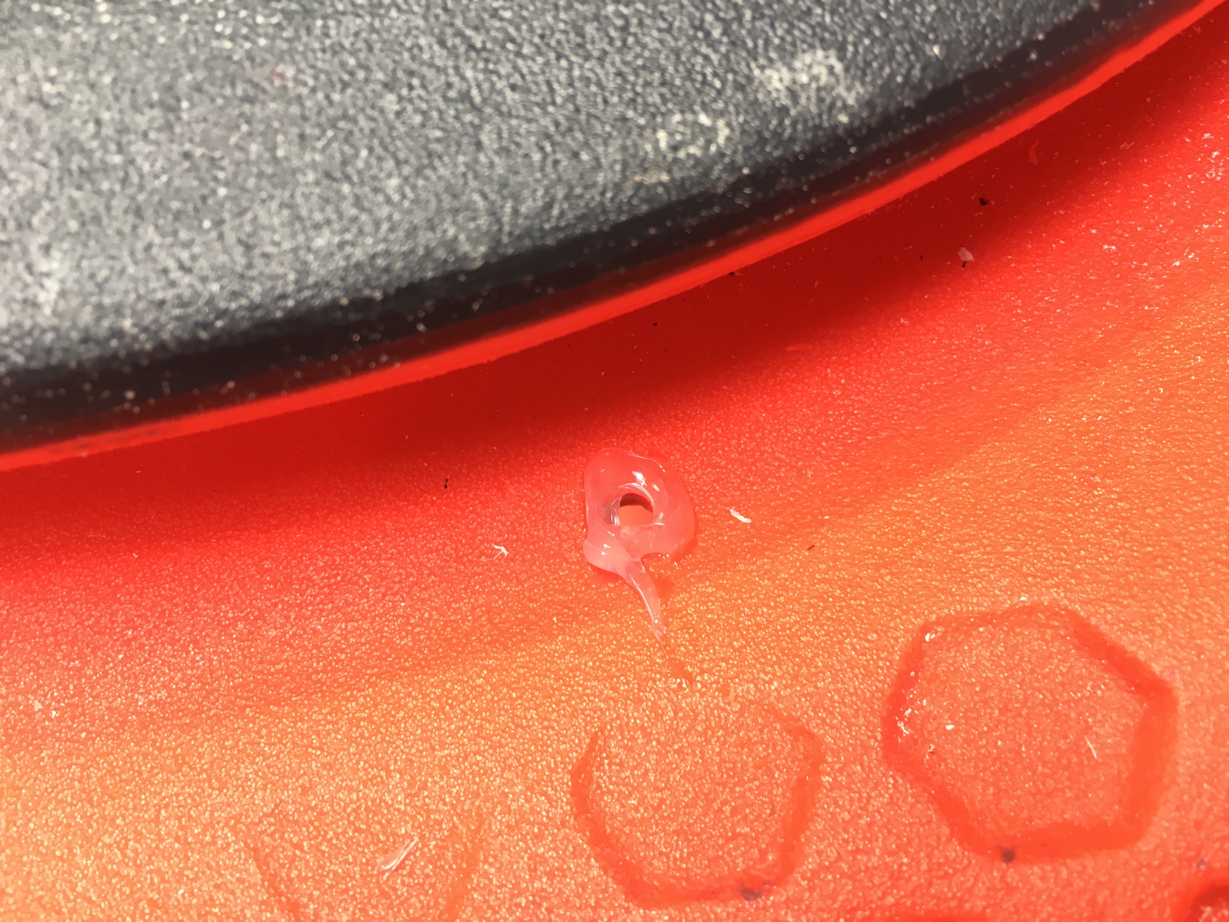 Silicone on the hull around the hole