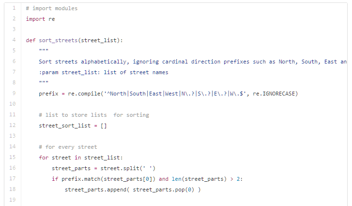 Sort Streets by Name Using Python Improved!